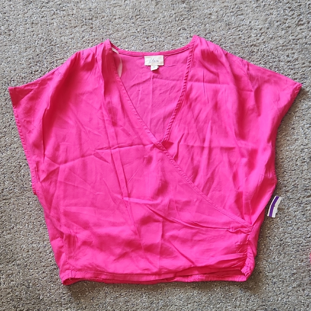 Elan NORDSTROM Vibrant Pink Wrap Blouse